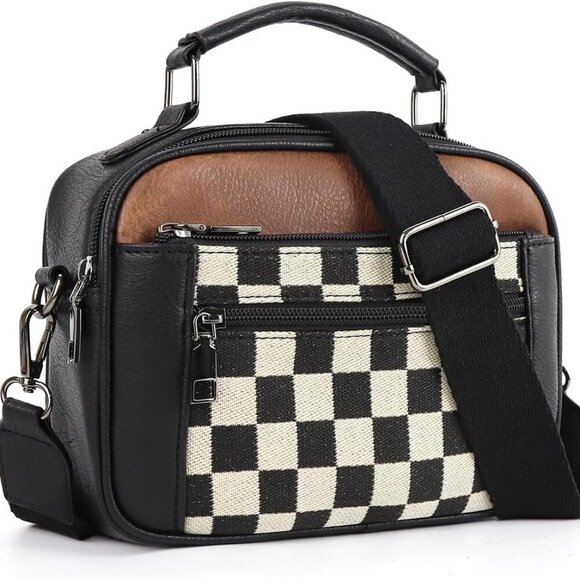 Checkered Crossbody Bag Checkerboard Purse For Women Plaid Pattern Shoulder Bags - Picture 1 of 6